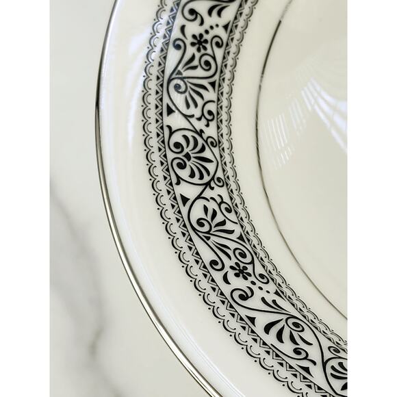 Noritake Prelude Soup Bowl 7 1/2" Ivory China Silver Trim #7570 Japan x3 Vintage - Picture 8 of 15